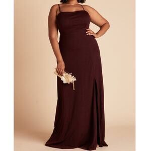 BIRDY GREY SZ L Red Cabernet Benny  Cutout Back-Bow Tie Maxi Dress NWT 0B14